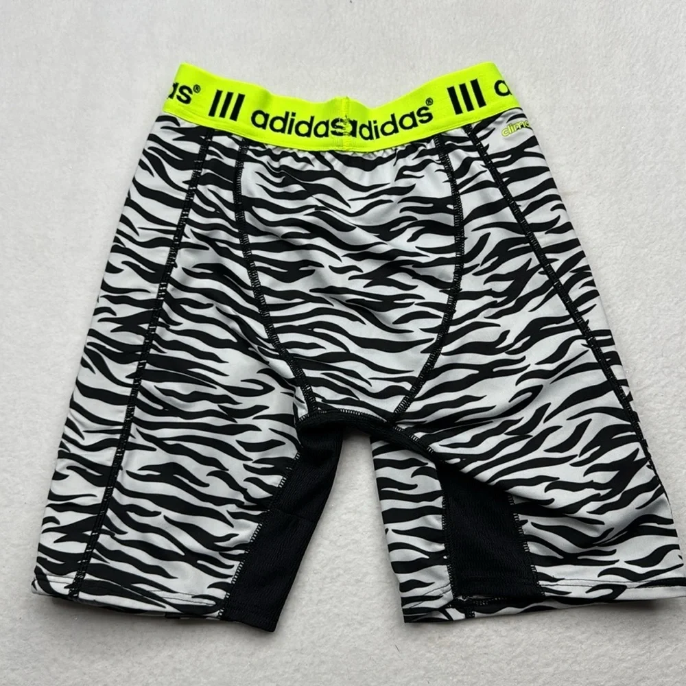 Adidas Kids biker shorts size large L black and white zebra animal print